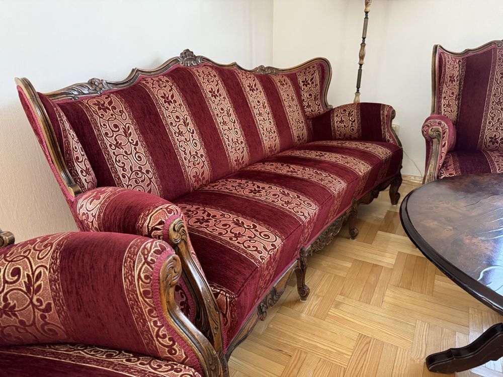 kanapa, fotele po renowacji + stolik
