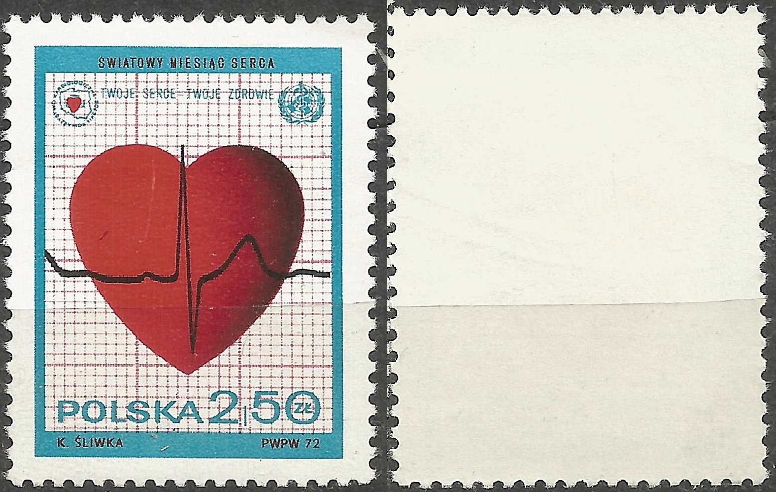 Znaczek: Światowy miesiąc serca FI 2001 stan** 1972 r.