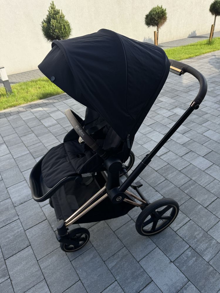 Cybex Priam 4.0 rosegold nowa tapicerka deep black i nowy kosz