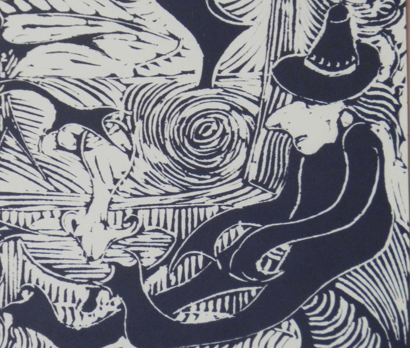 Grafika Linoryt " Kreatywna podróż " oryginał od artysty