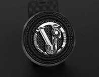 Aplikacja naszywka okrągła V nowa średnica 6cm Versace