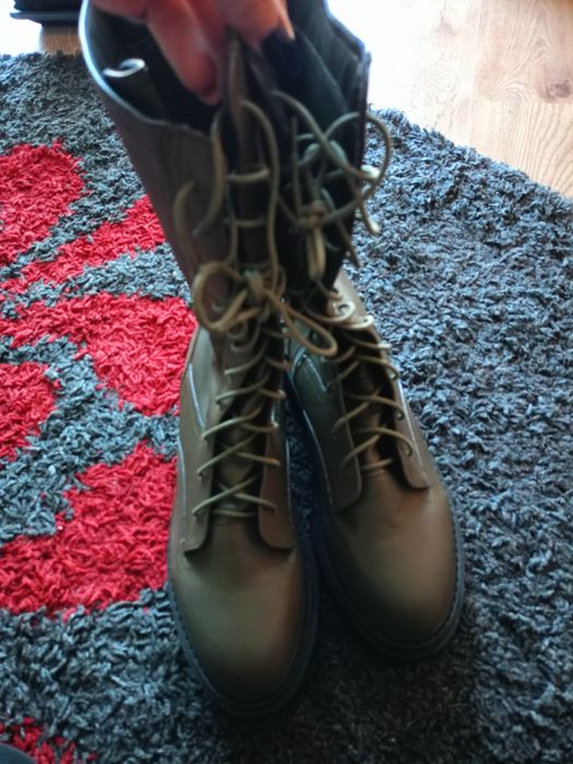 Buty trapery glany butelkowa zielen nowe