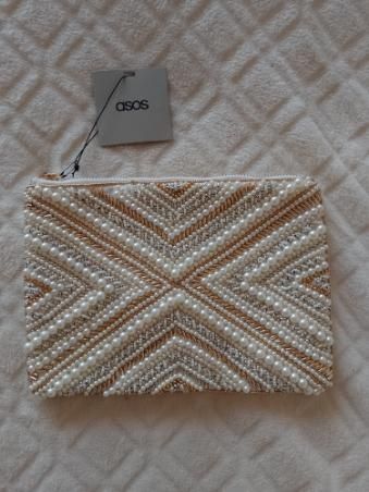 ASOS/ Bogato zdobiona perłami torebka wieczorowa z Londynu, NOWA