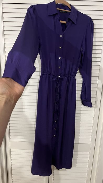 Sukienka szmizjerka długa na guziki fioletowa śliwkowa rozm 40 Dunnes