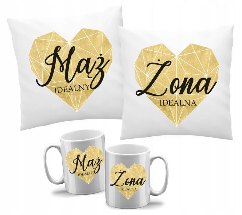 prezent na ślub rocznicę mąż i żona poduszka kubek