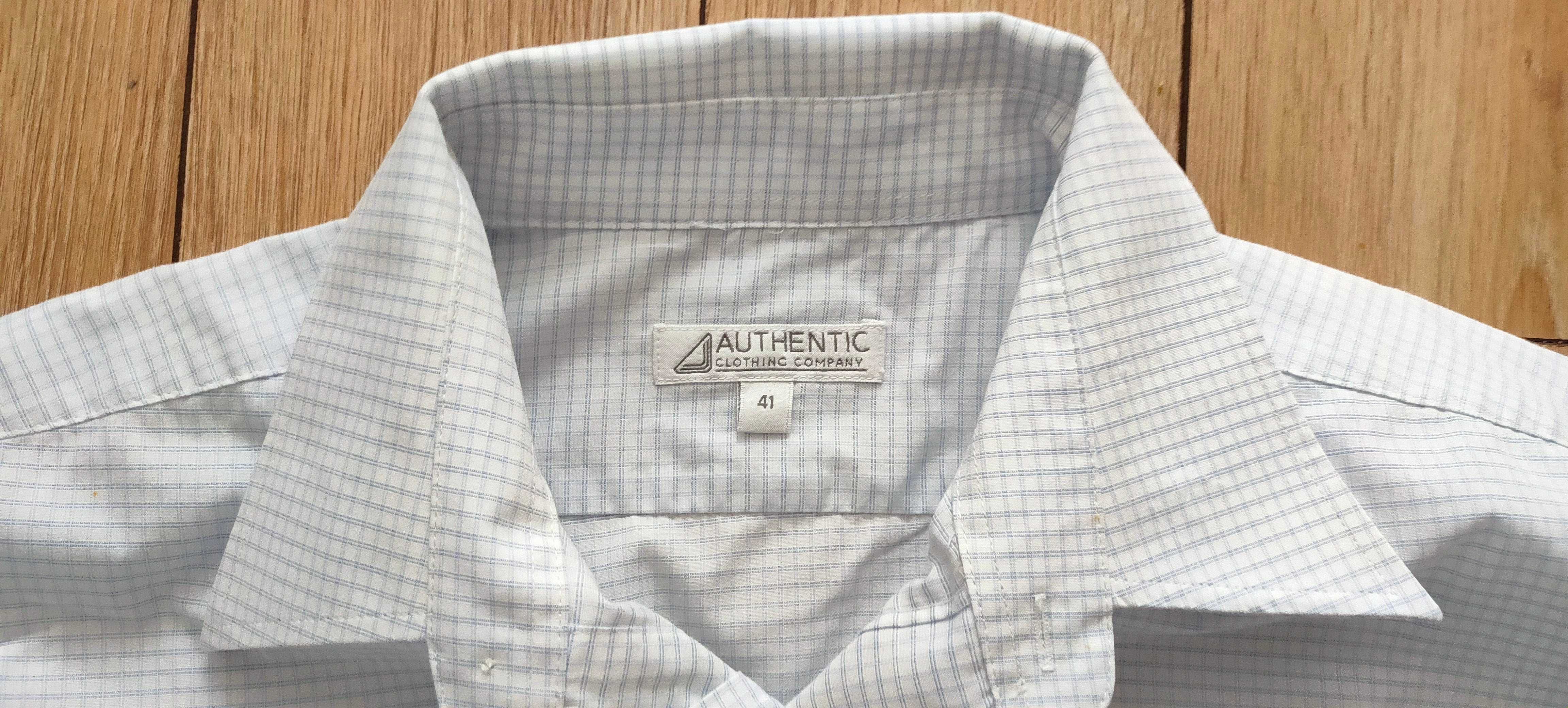 Koszula biała w błękitną kratkę, Authentic, r. 41 (L/XL)