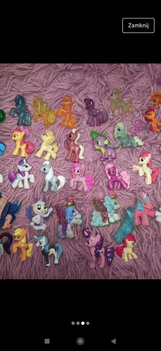 Zestaw figurek koniki pony filly brokatowe  spike