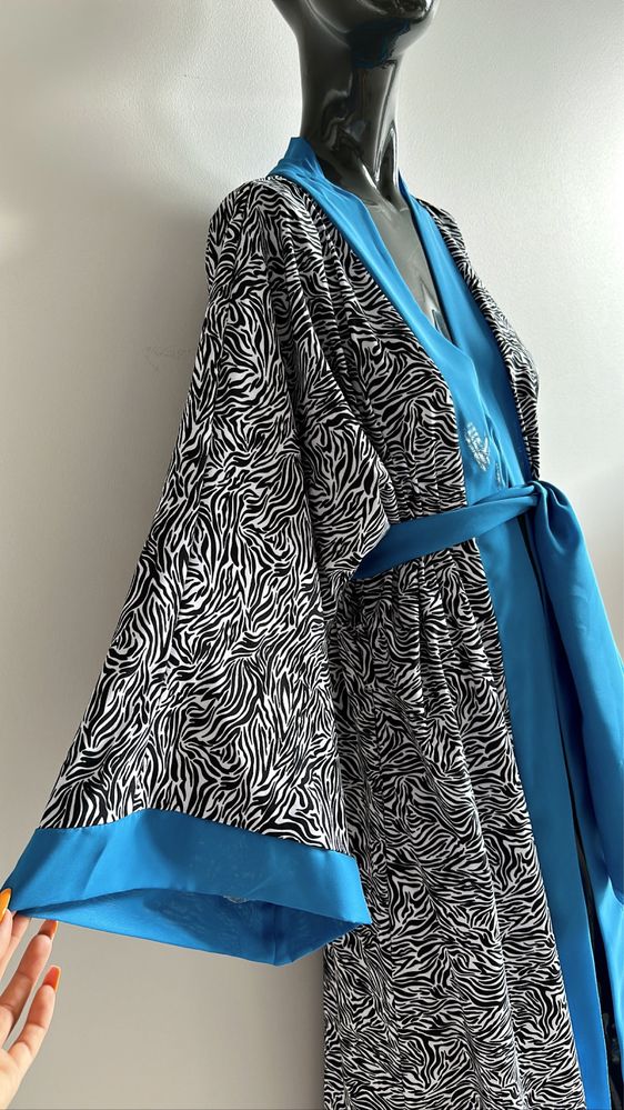 Długie kimono szlafrok zebra jak by Mystique