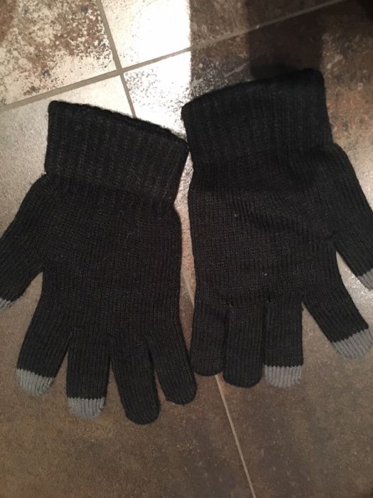 Rękawiczki kobiece/dziewczęce H&M czarne z szarymi palcami