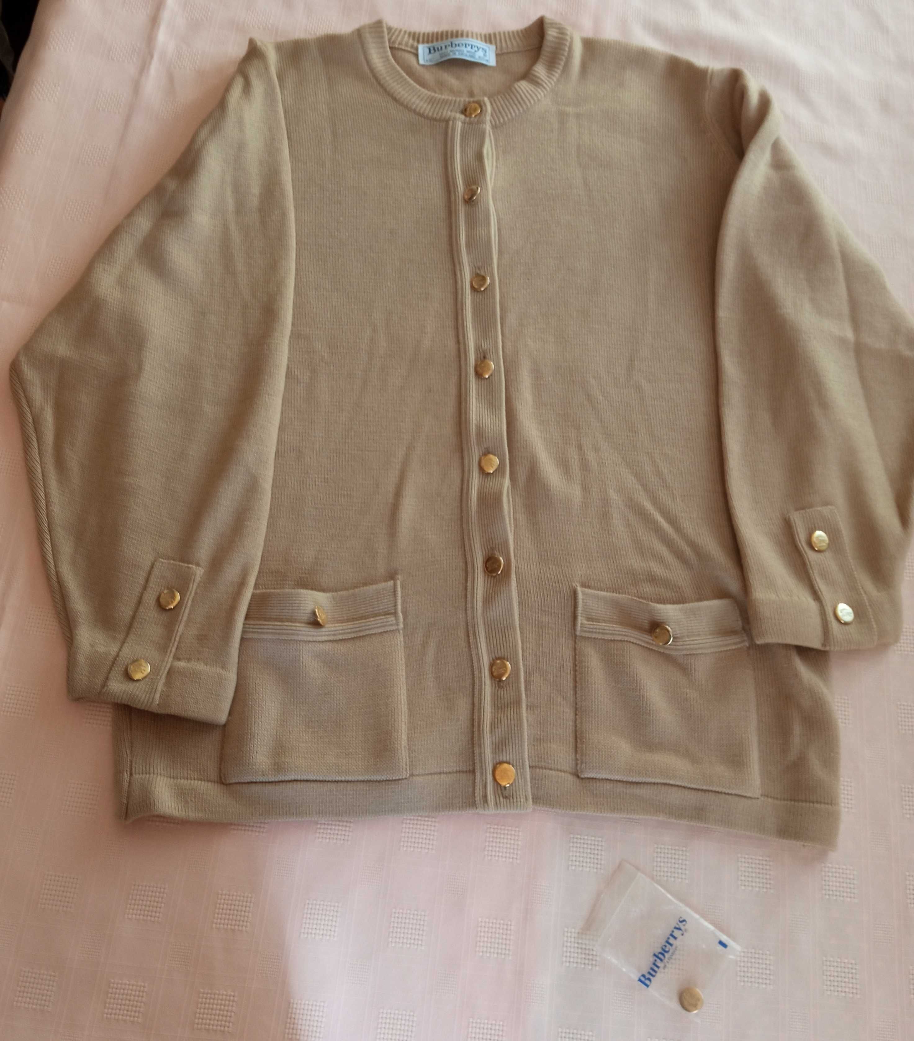 Cardigan 100% Lã Merino Burberry