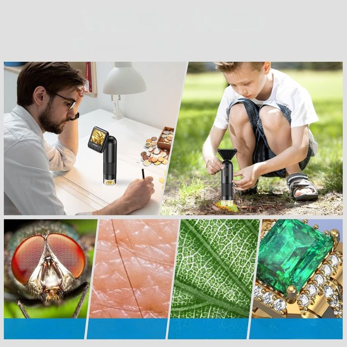 Przenośny Mikroskop Cyfrowy 800x Ekran LCD Oświetlenie LED karta SD