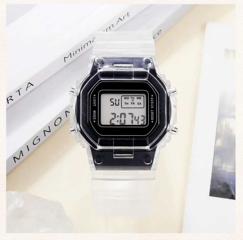 Sportowy zegarek elektroniczny retro  czarno-szare cyfrowe zegarki LED