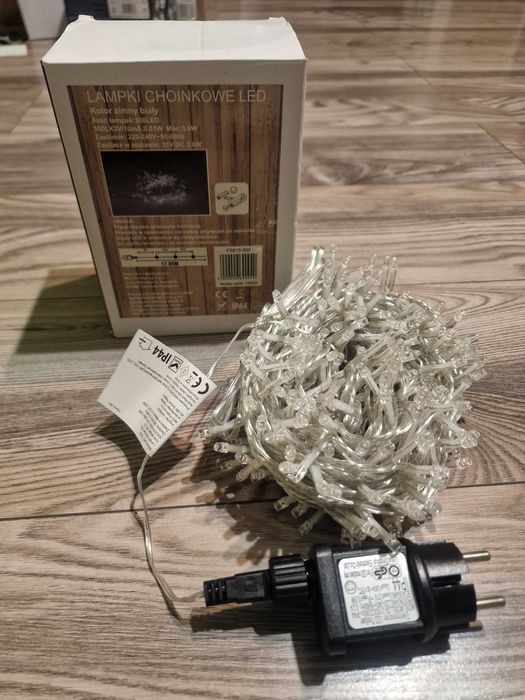 Lampki choinkowe 300led zimny biały 18m zewnętrzne wewnętrzne