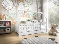 Łóżko domek LUNA w stylu skandynawskim + materac piankowy