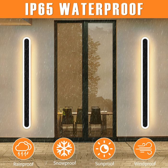 Nowa MIKERU zewnętrzna metalowa lampa ścienna LED, 80 cm, 36W