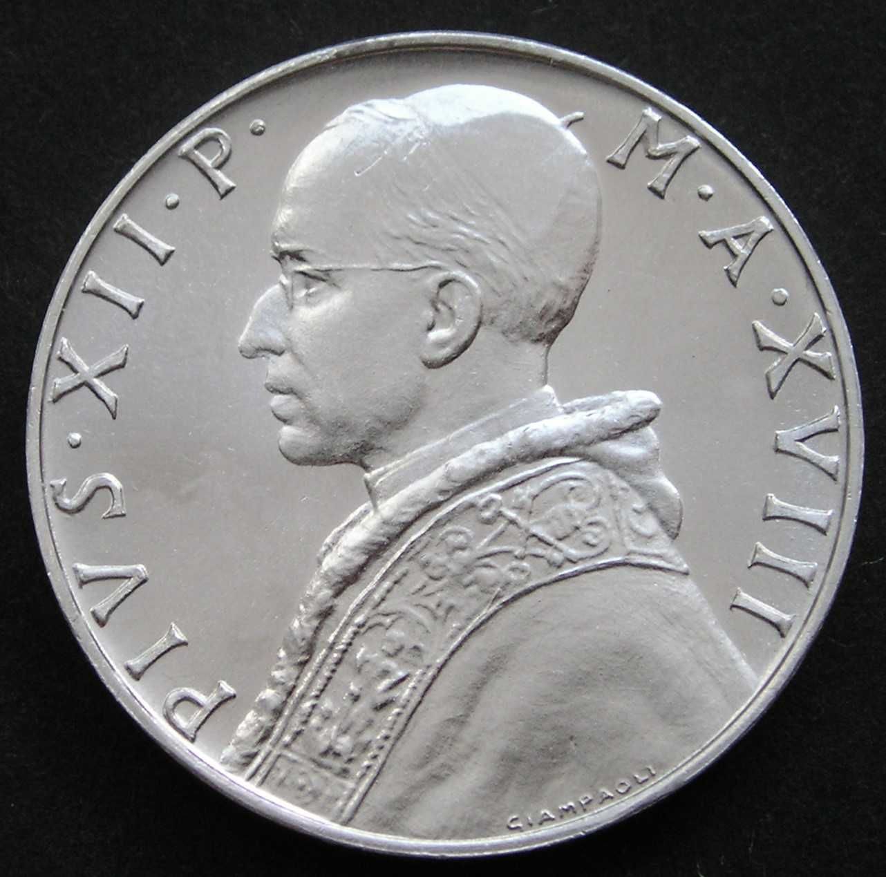 Watykan 10 lirów 1956 - papież Pius XII - stan menniczy -
