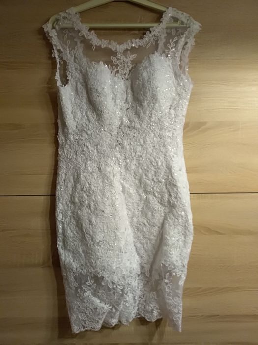 Suknia ślubna koronkowa długa odpinana spódnica 36