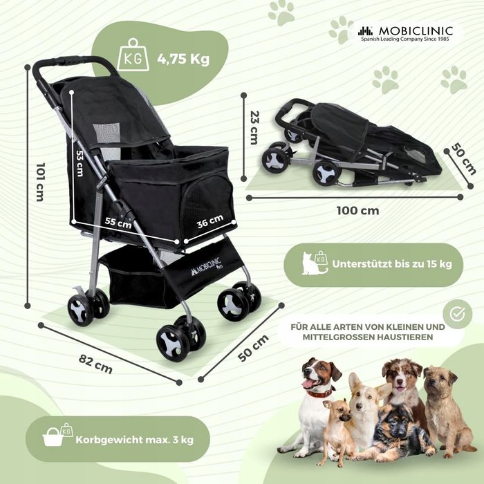 Mobiclinic Pets, składany wózek dla psa, do 15 kg