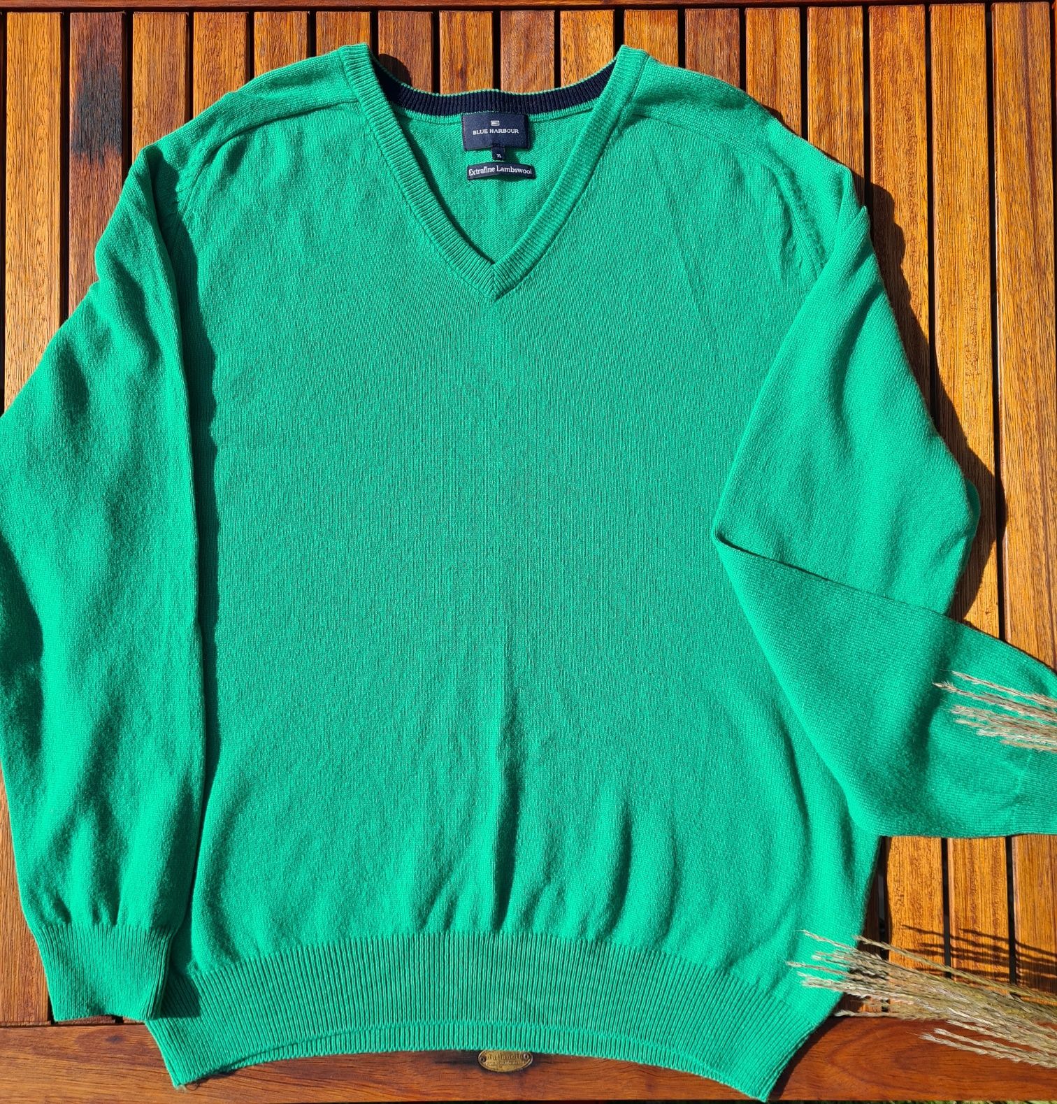 Męski sweter trawiasta zieleń  XL Blue Harbour