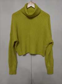 Sweterek limonkowy ciepły Mohito golf L