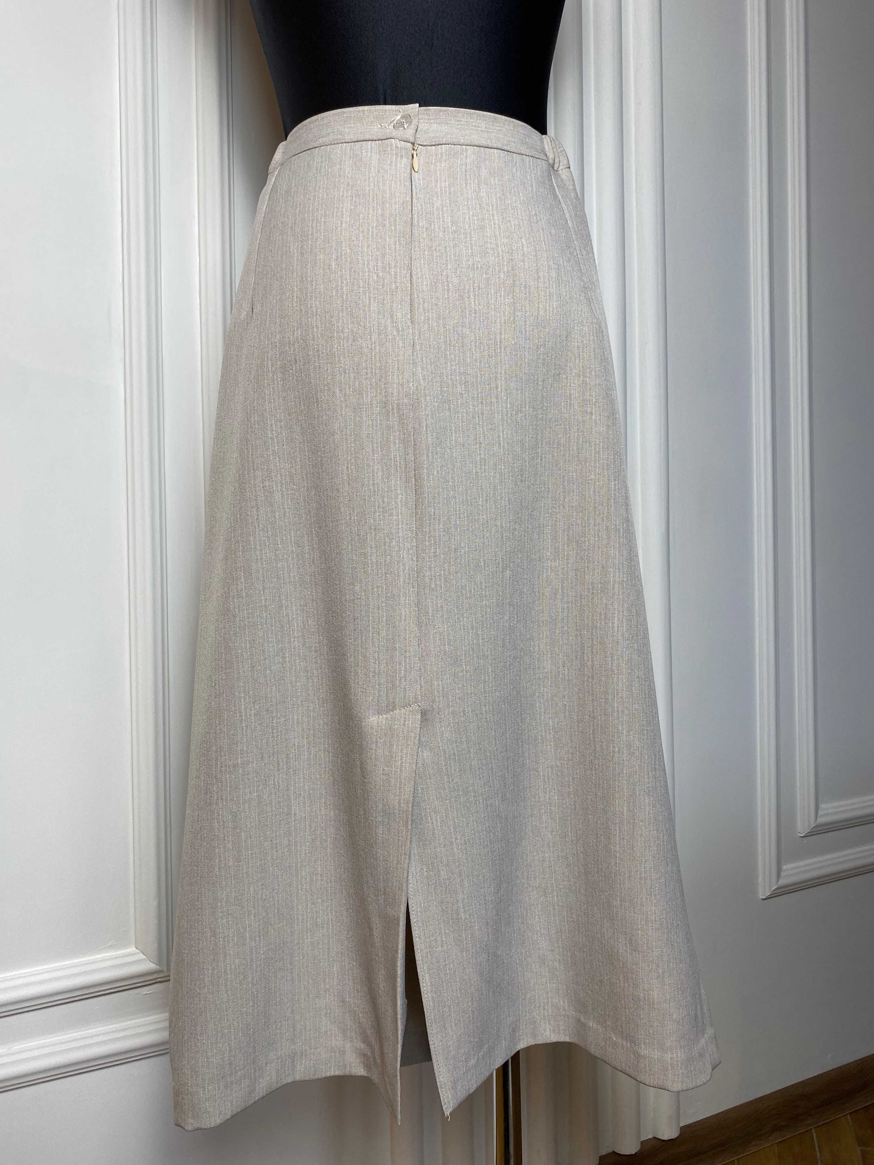 Spódnica długa midi szara na suwak plus size 48 4XL  elegancka