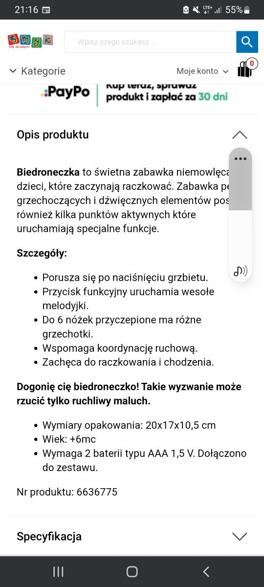 Zabawka edukacyjna biedronka