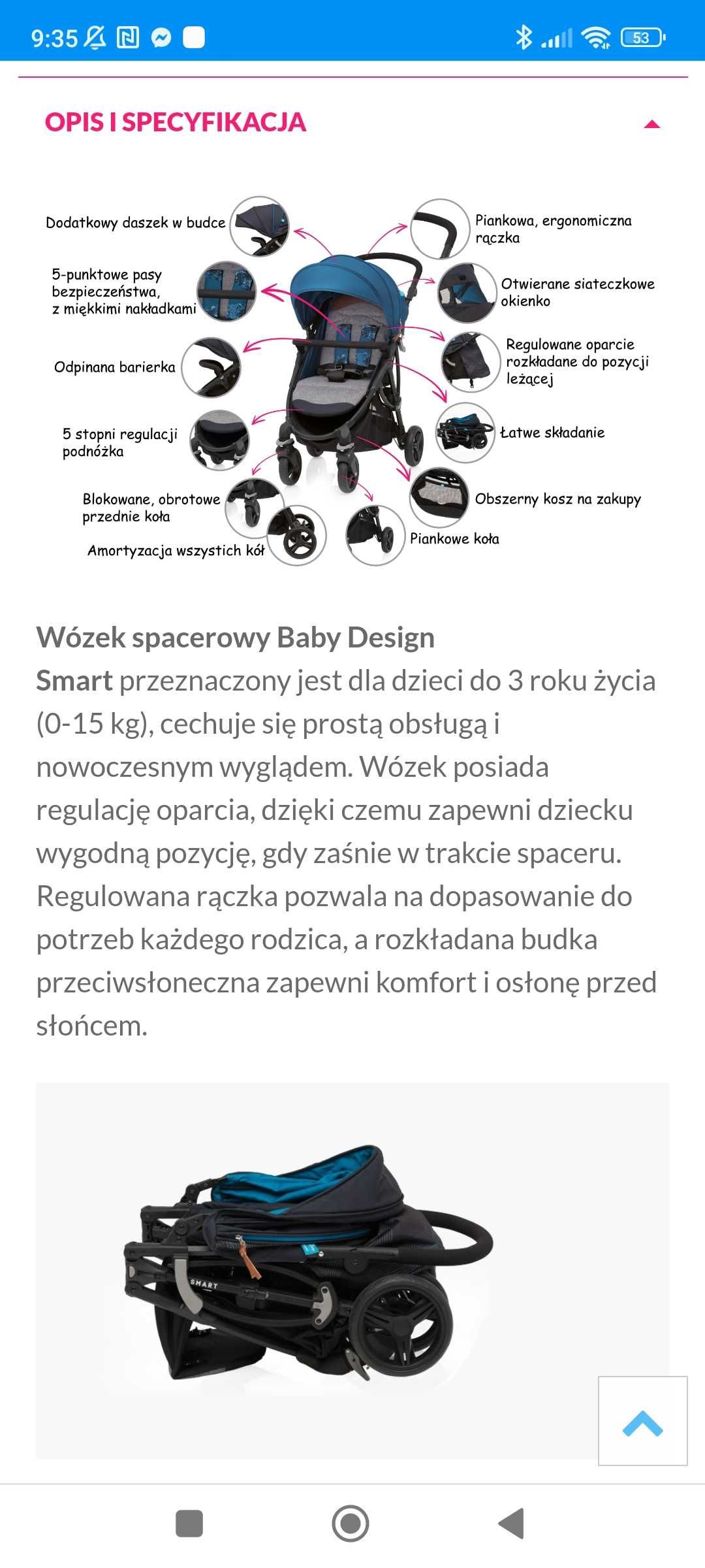 Wózek spacerowy dziecięcy