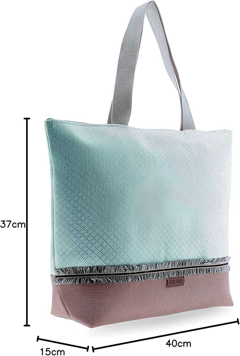 DE8 Duża Torba Plażowa Zakupowa Shopper Na Ramię FOR TIME