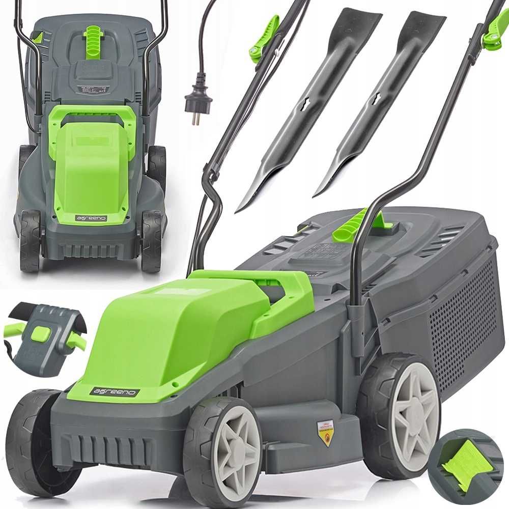 NOWA Kosiarka Elektryczna do Trawy 2200W MOCNA 2x Nóż Regulacja Koszem