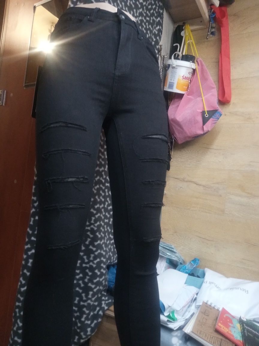 Spodnie wyszczuplające z wyższym stanem czarne od S do 2 xl  wyprzedaż