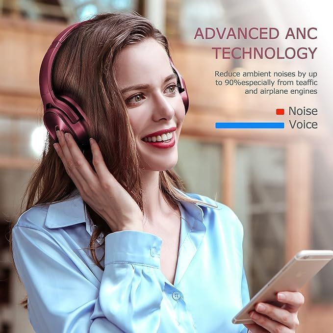 Zihnic Pn9 Słuchawki Bluetooth Anc Hi-Fi 40H Mikrofon Czerwone