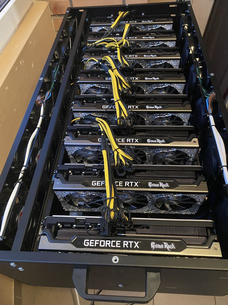 Майнінг ферма на 8 відеокарт Gefoce RTX GameRock 3070ti