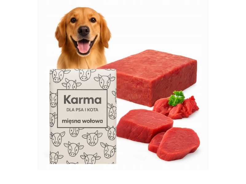 MIĘSO MROŻONE DLA PSA 100% wołowe bez kości kostki karma BARF 10 KG