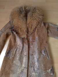 Пальто Дубленка дизайнерские с лазерным принтом натуральное на подклад