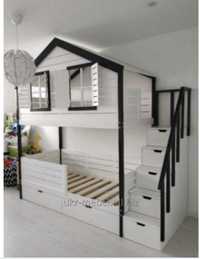 Двоярусне дерев'яне ліжко Домик 7 (кровать двухъярусная)