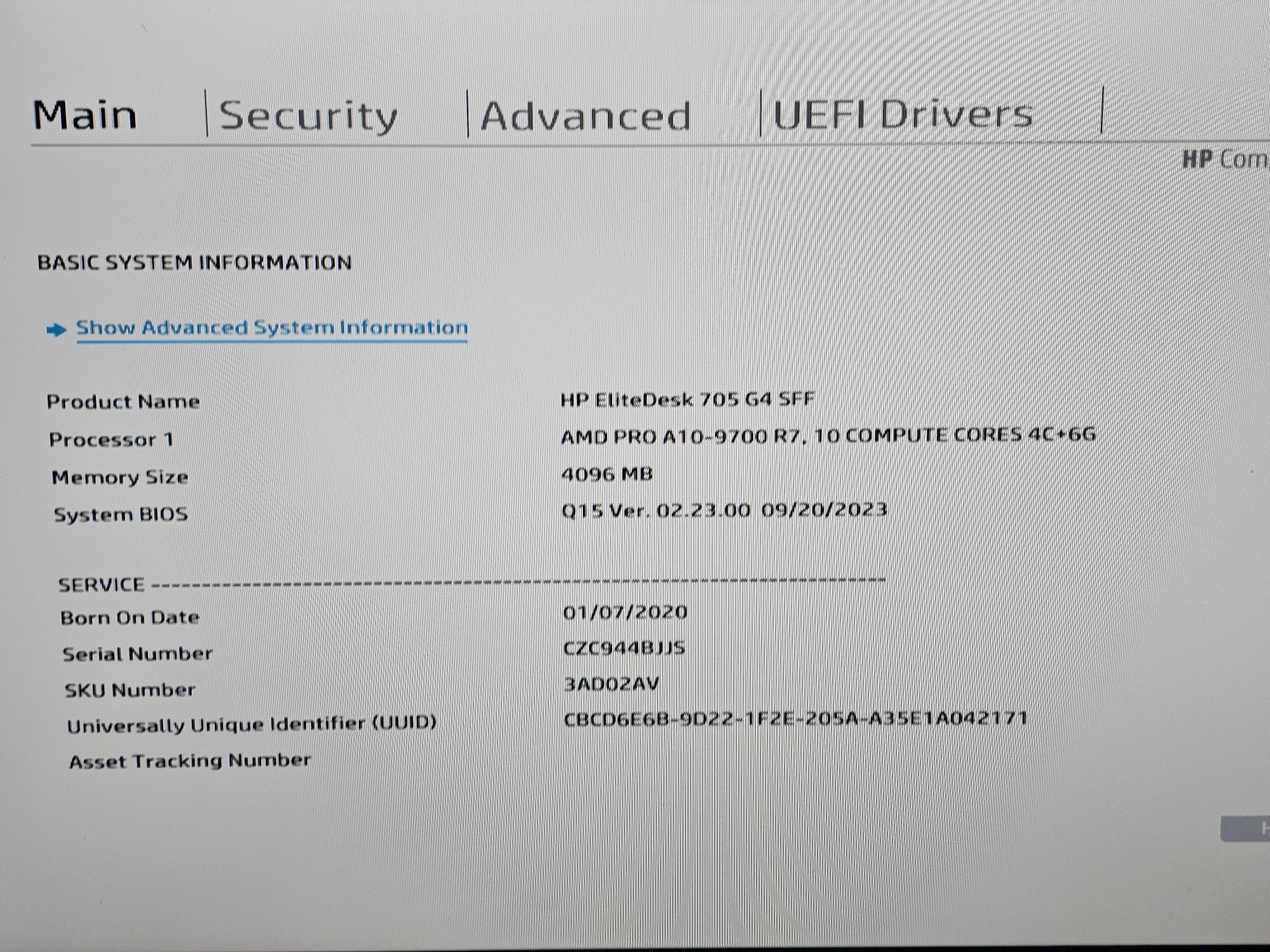 ПК HP EliteDesk 705 G5 SFF AMD A10 9700/ AM4 / DDR4 / AMD R7 Graphics
