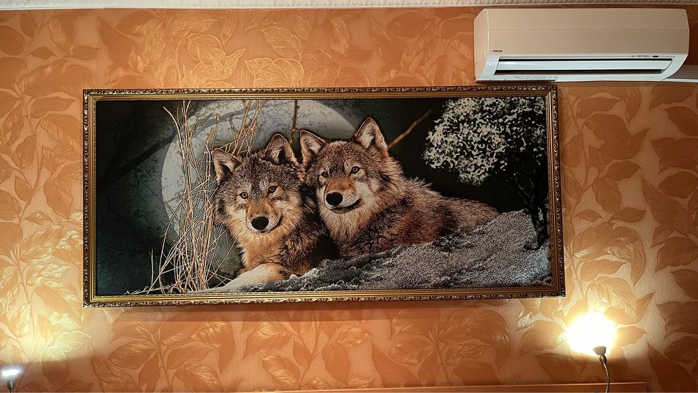 Гобеленова картина "Пара вовків" (83 х 182 см)