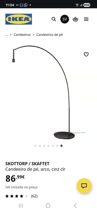 Candeeiro de pé (ikea) com abajur