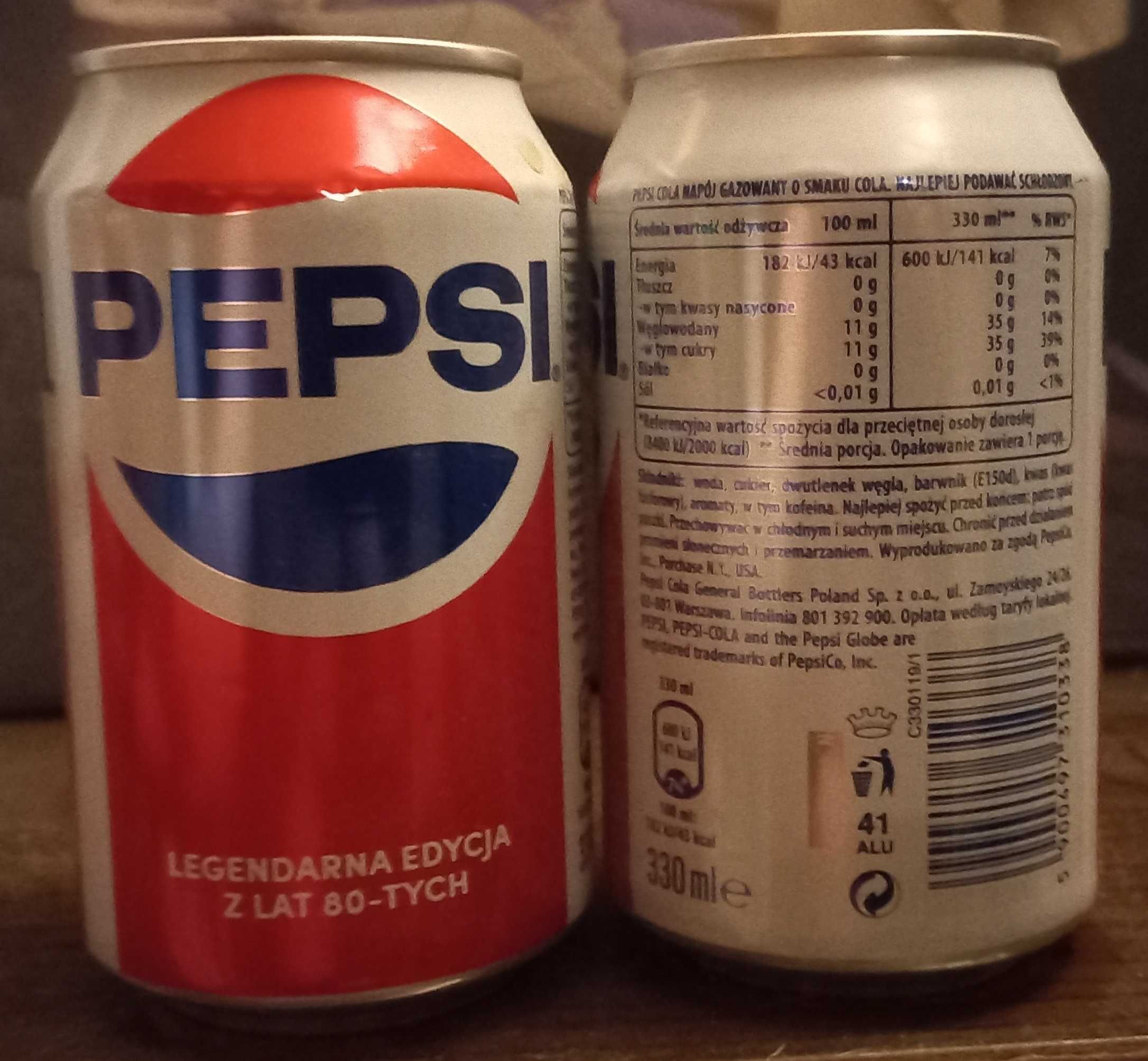 Pepsi, puszki lata 80, pełne, nowe, wydanie 2015