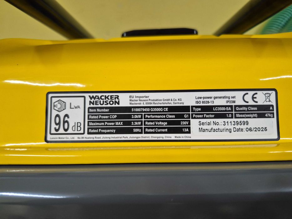 Agregat prądotwórczy jednofazowy Wacker Neuson G3500G (AVR)