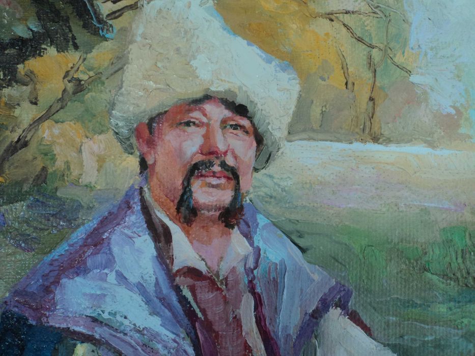 "Kozak pobliżu domu" 70.50 cm pl. Oil Władimir  Shandyba