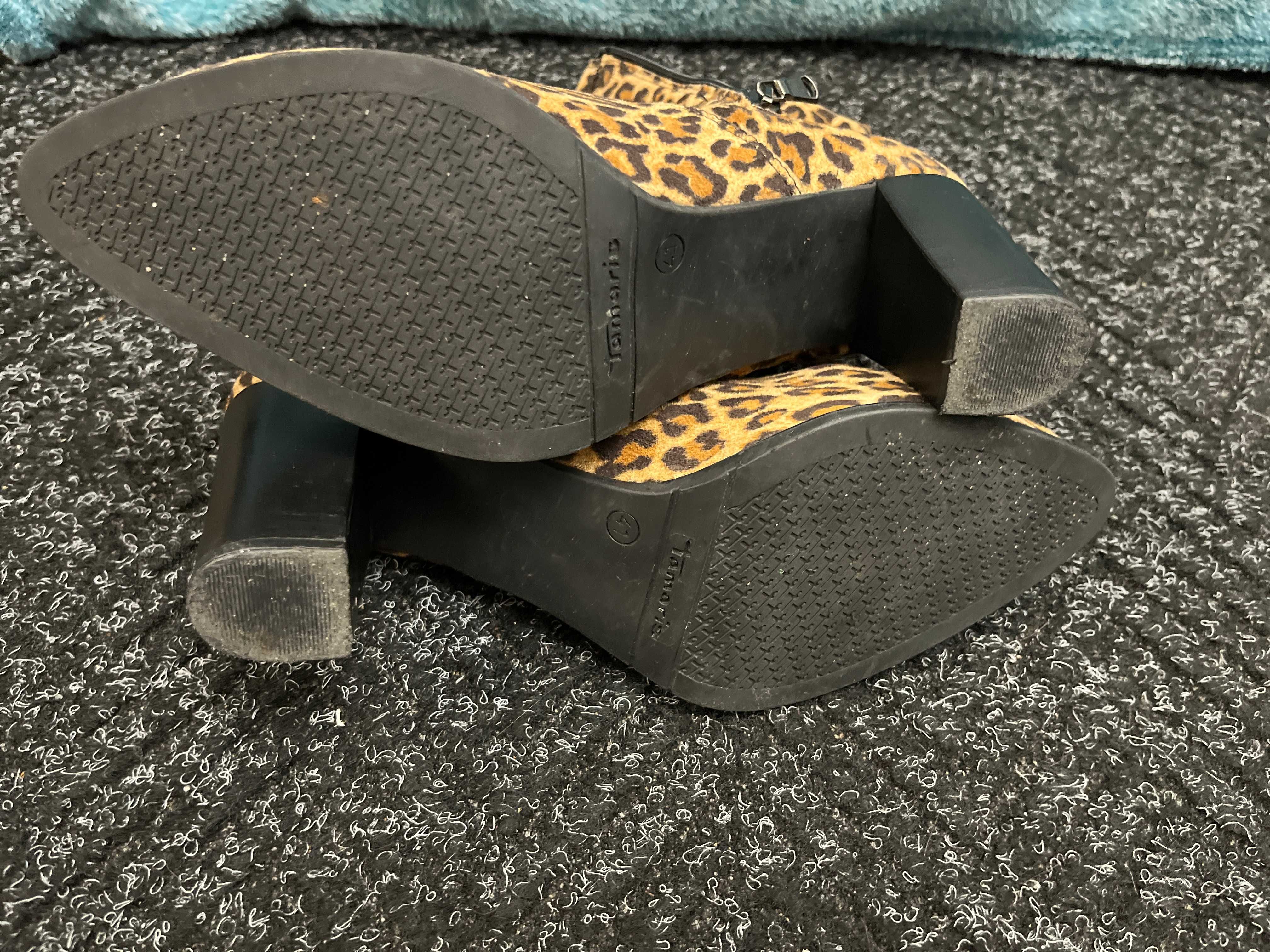 Botki na obcasie Tamaris Leopard IMI Suede w rozm.41