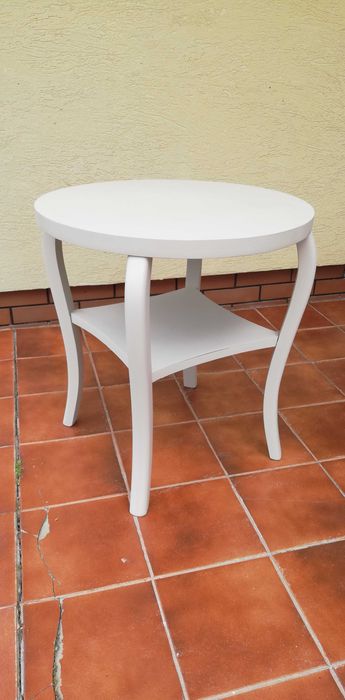 stolik okrągły atr deco drewniany ława stylowa nogi giete ludwik