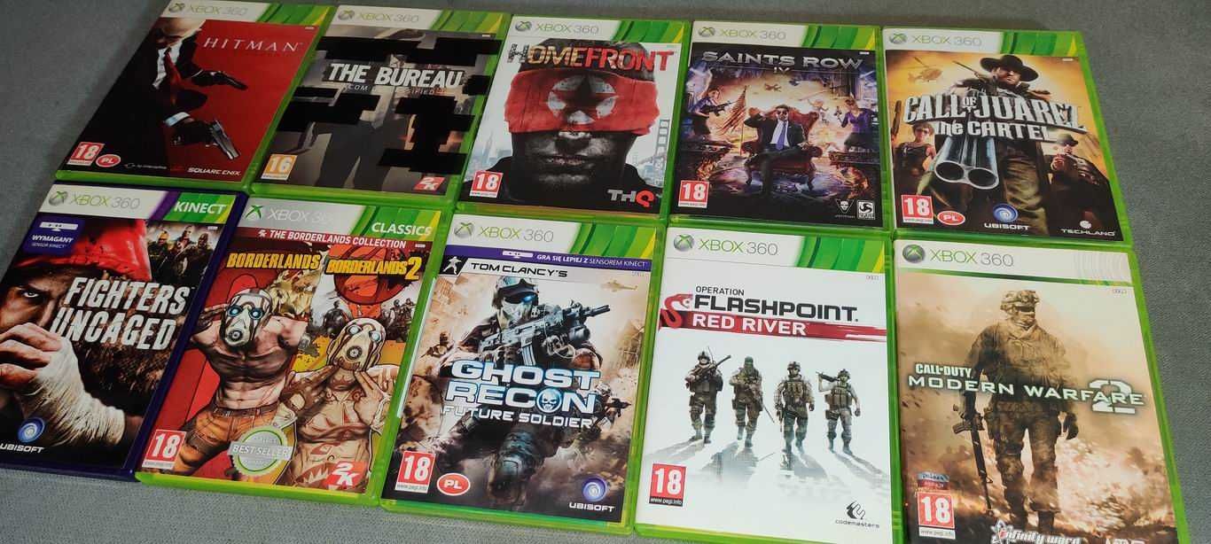 ZESTAW 10 gier XBOX 360 HITMAN, The Cartel, THE BUREAU, Saints Row IV