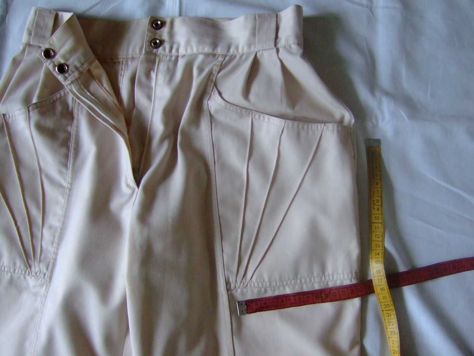 Spodnie białobeżowe bez dziur bawełna 100% płótno rozmiar S styl Retro