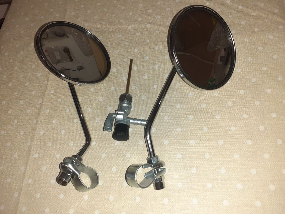 Fabrycznie nowy zestaw kpl lusterek chrom+kranik wsk 125 175 romet kom