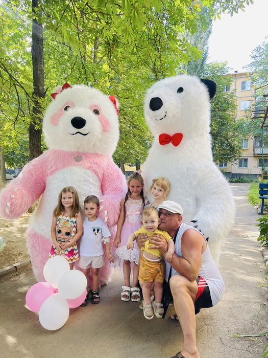 Поздравление Белый медведь , розовая панда