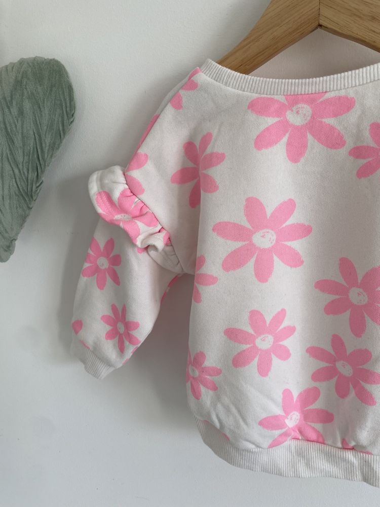 Bluza dunnes stores 74 neonowe kwiaty różowe falbanki jak newbir