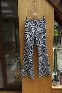 spodnie dzwony zebra Shein wysoki stan elastyczne petite