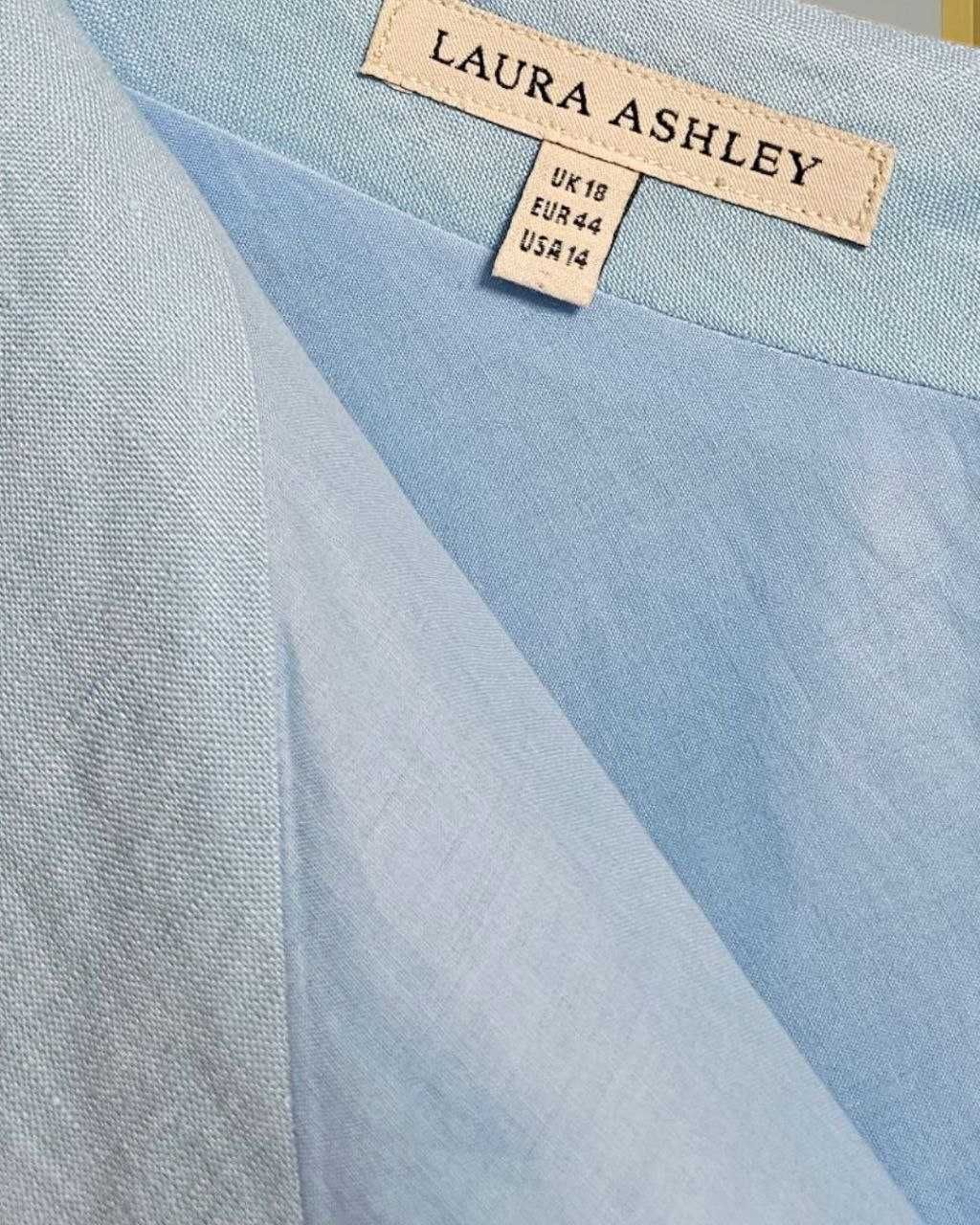 Голубая длинная льняная юбка Laura Ashley